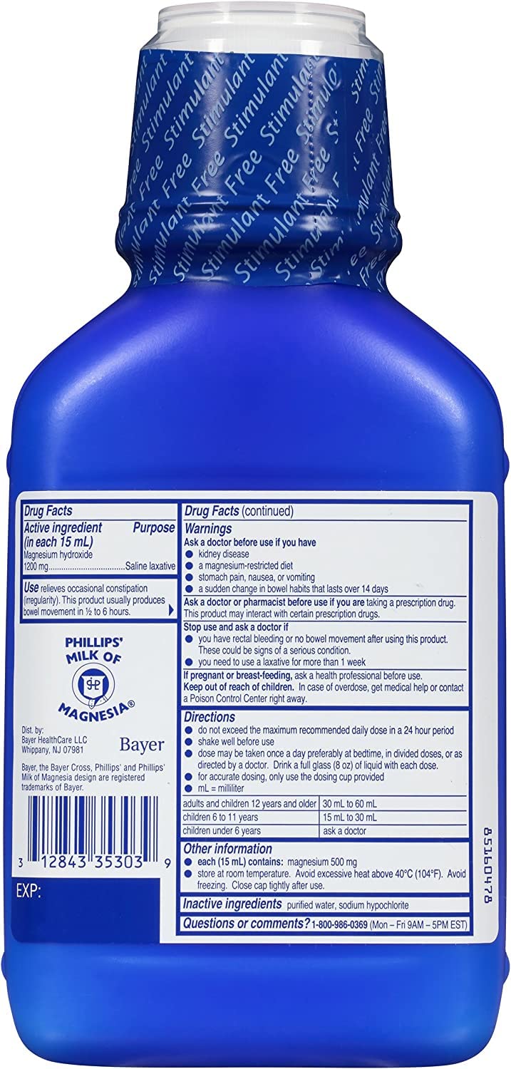 Phillips' Milk of Magnesia pack-two-bottles shows value-friendly packaging