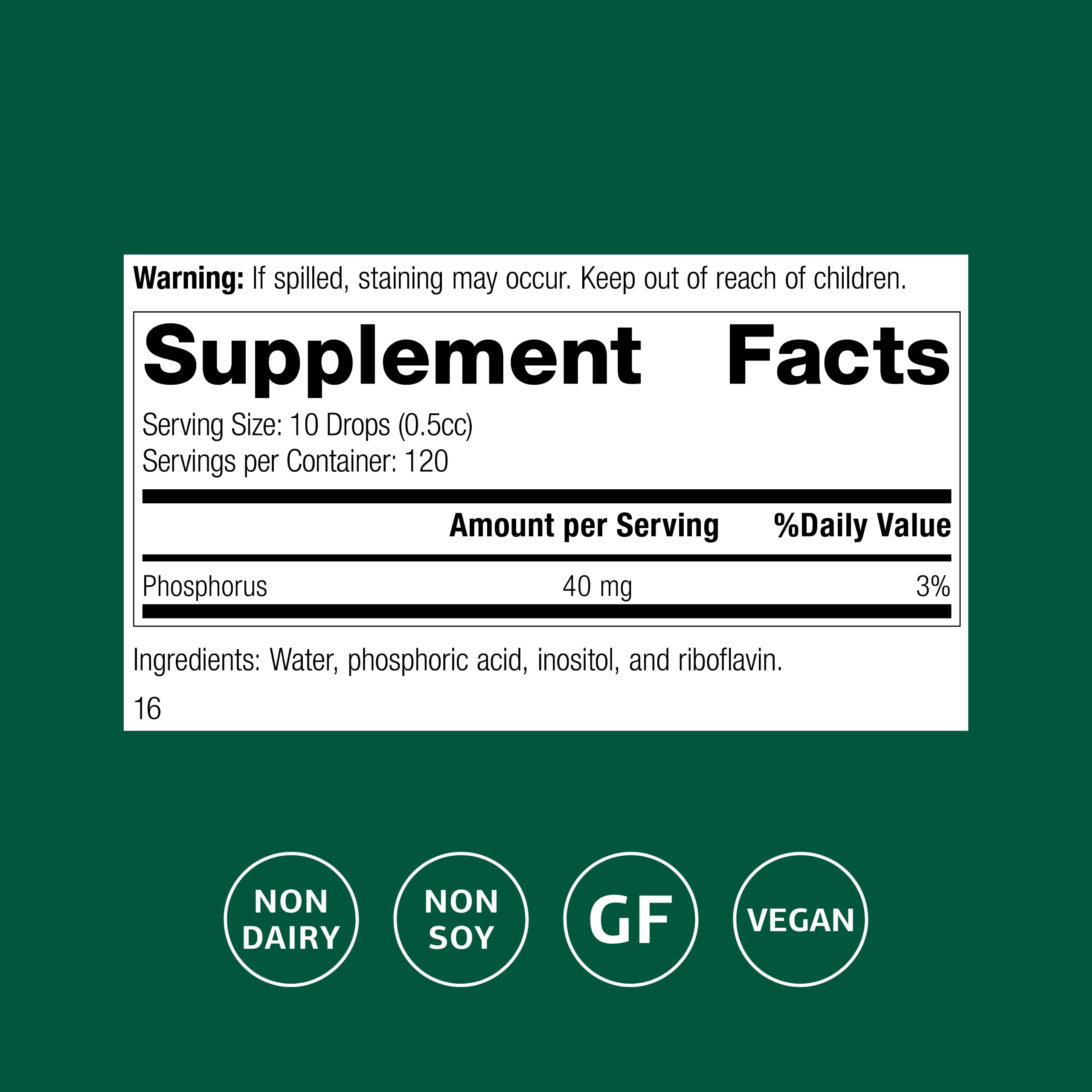 Phosfood Liquid label showing 60 mL