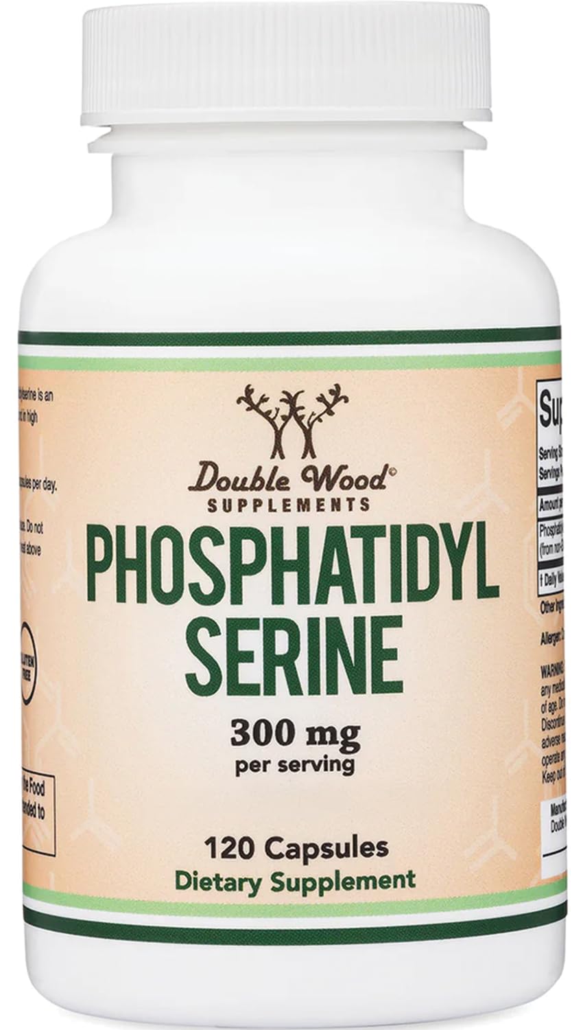 Phosphatidylserine supplement bottle label displaying 300mg per serving