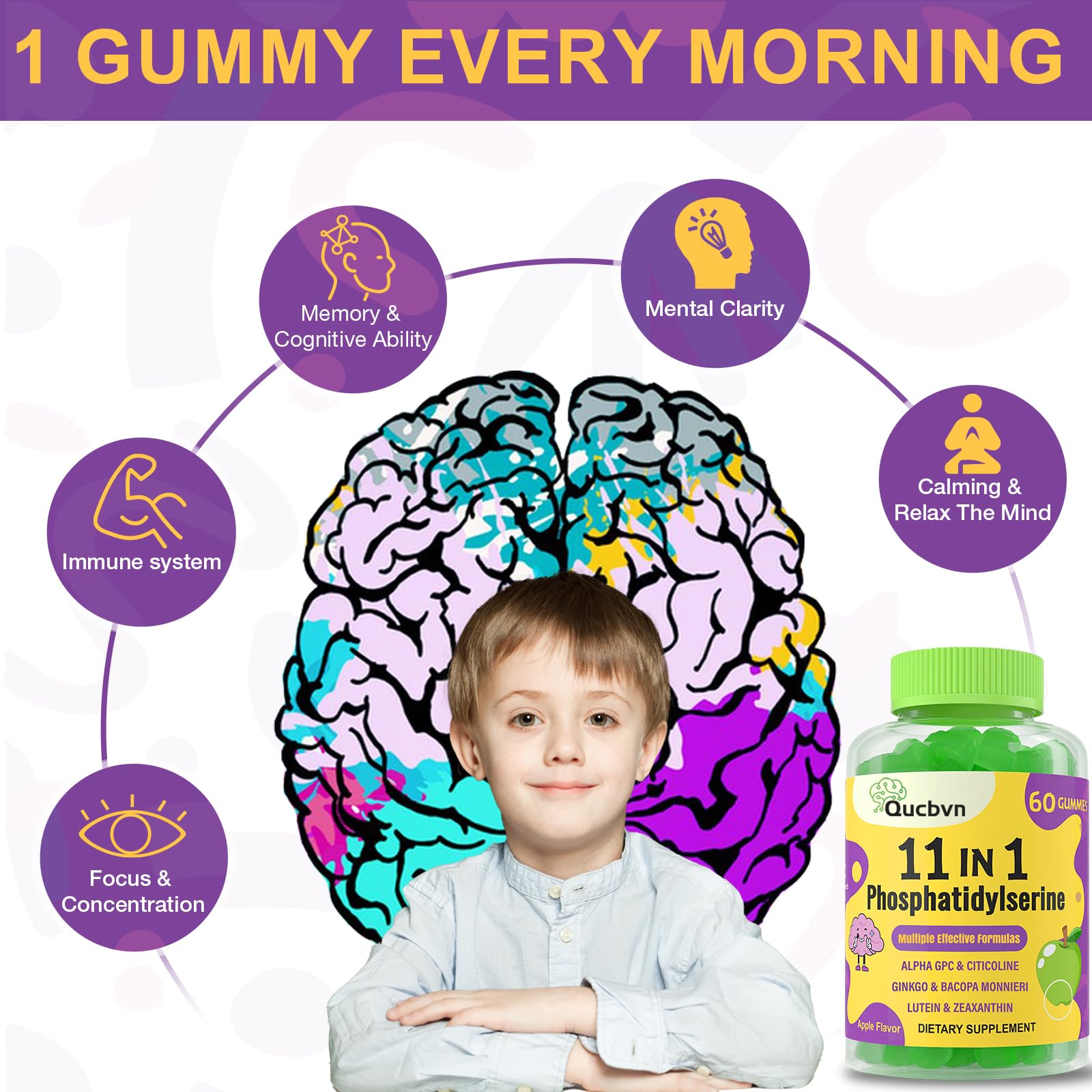 Side view of the Phosphatidylserine 600 mg Gummies bottle