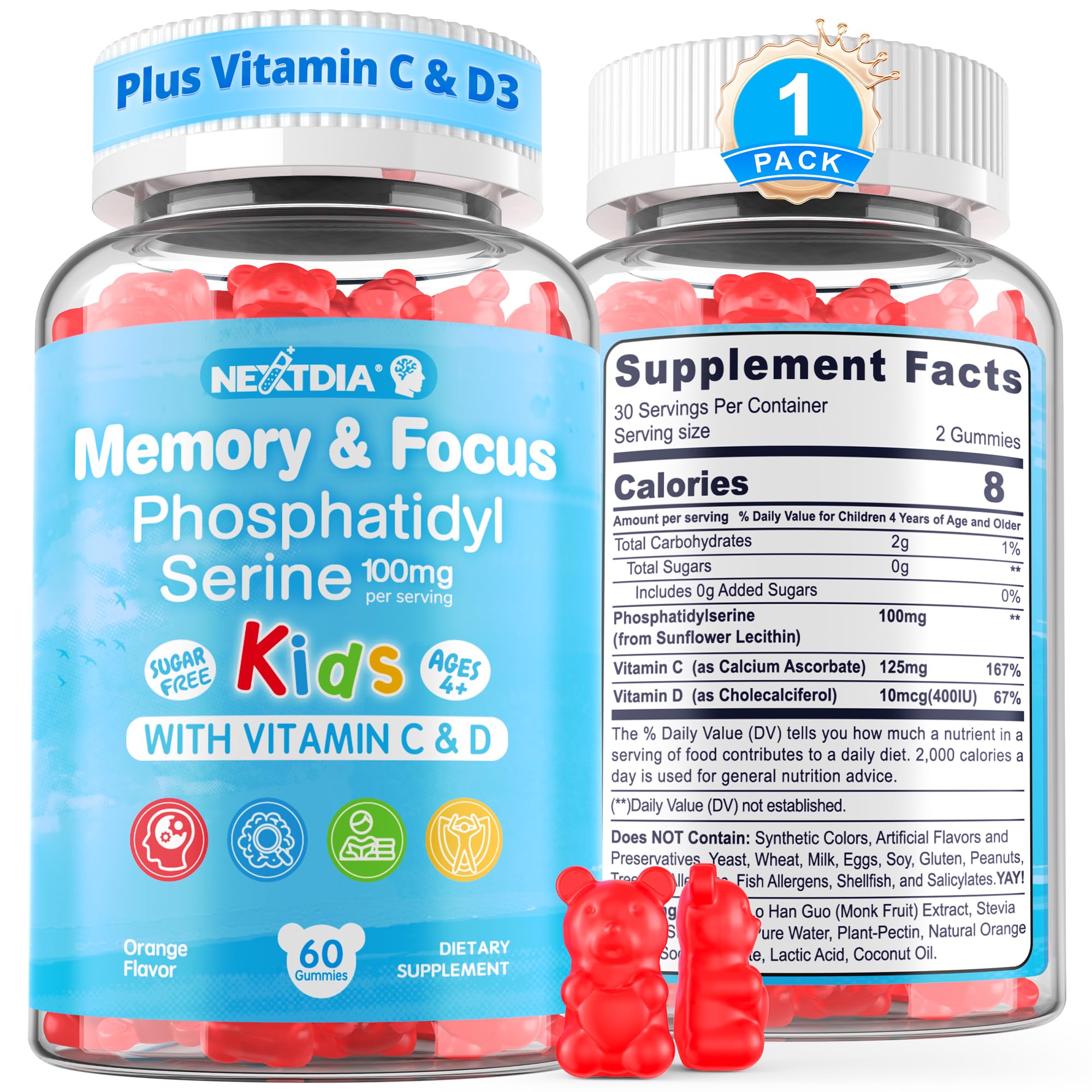 Front packaging for Phosphatidylserine Kids Gummies