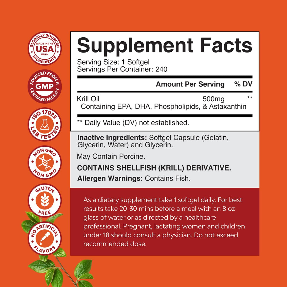 Krill oil phospholipids for improved omega-3 absorption