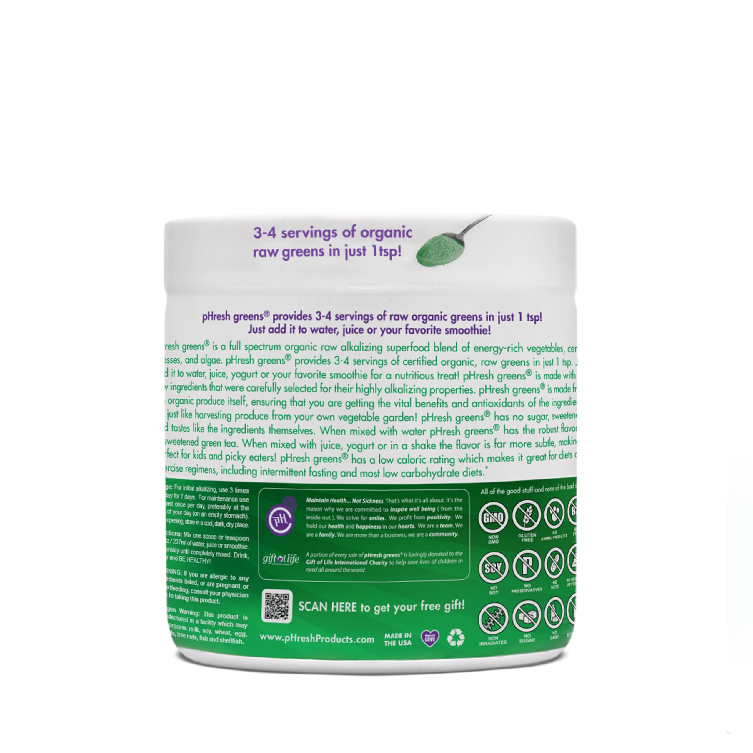 pHresh Greens 1-month supply packaging