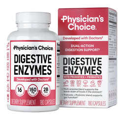 Physician's CHOICE Digestive Enzymes bottle label with 16 enzymes