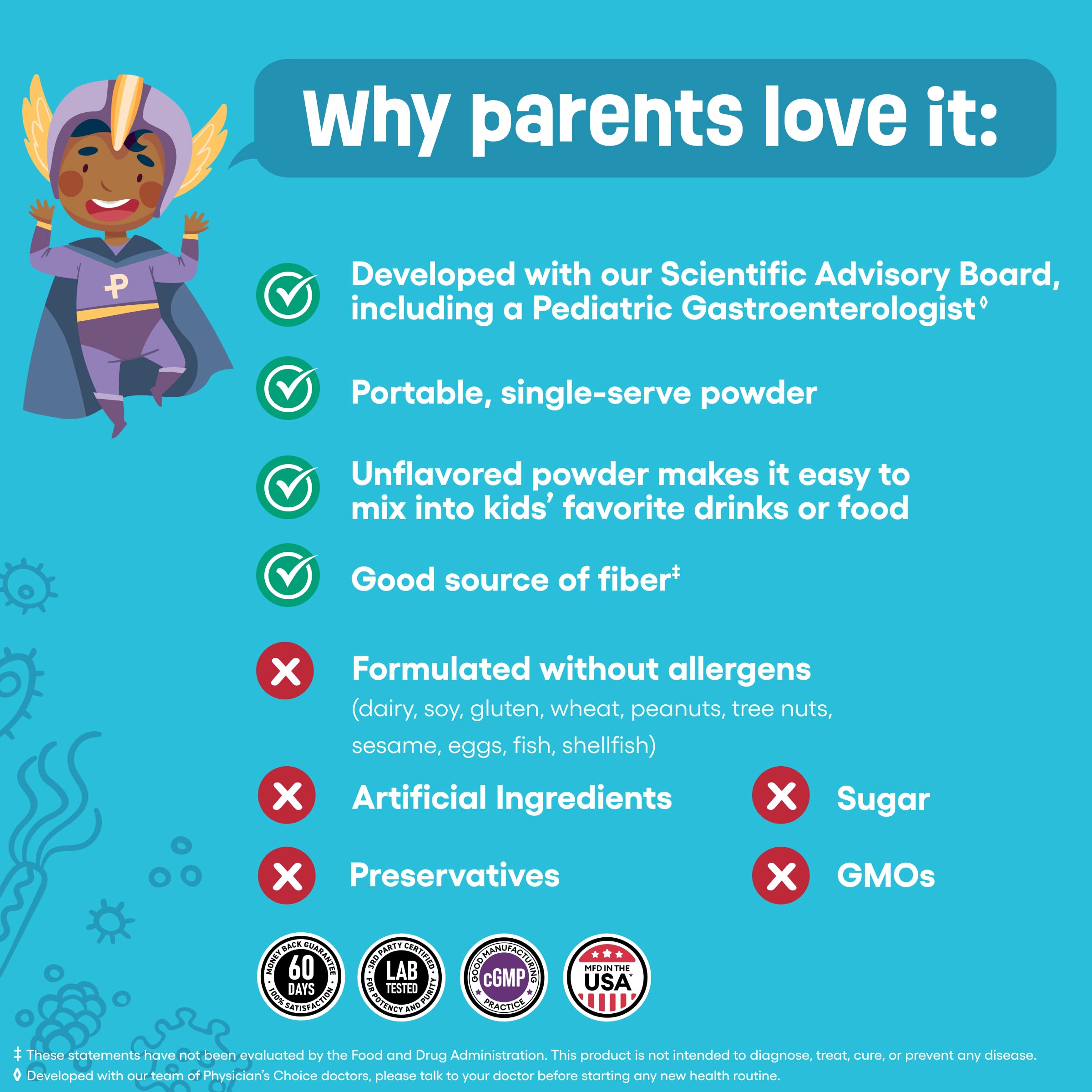 Doctor-developed pediatric digestive health supplement for kids