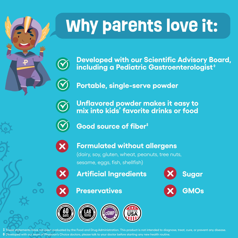 Doctor-developed pediatric digestive health supplement for kids