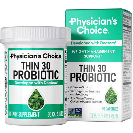 Physician's CHOICE probiotics bottle for weight management and bloating