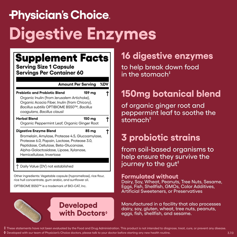 Product label highlights 16 enzymes, SBO probiotics and prebiotics