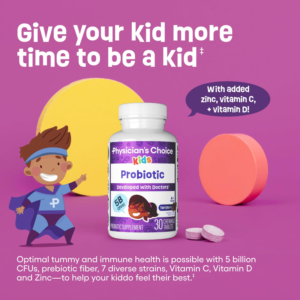 Kid-friendly berry-flavored probiotic chewable tablet