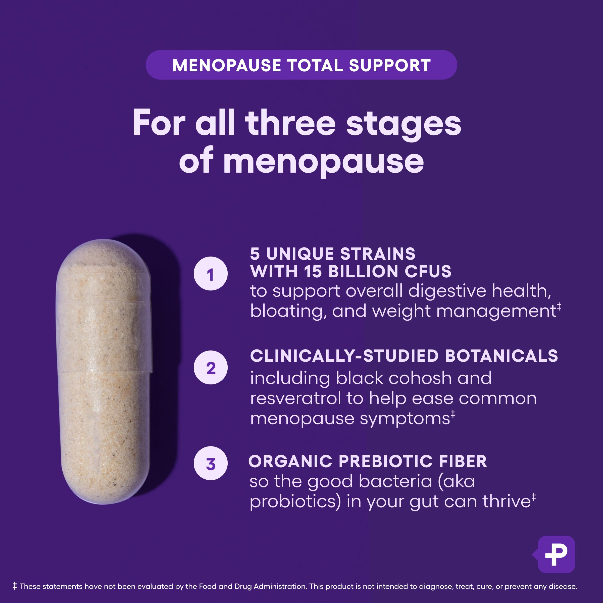 Physician's CHOICE menopause probiotic packaging and bottle design.