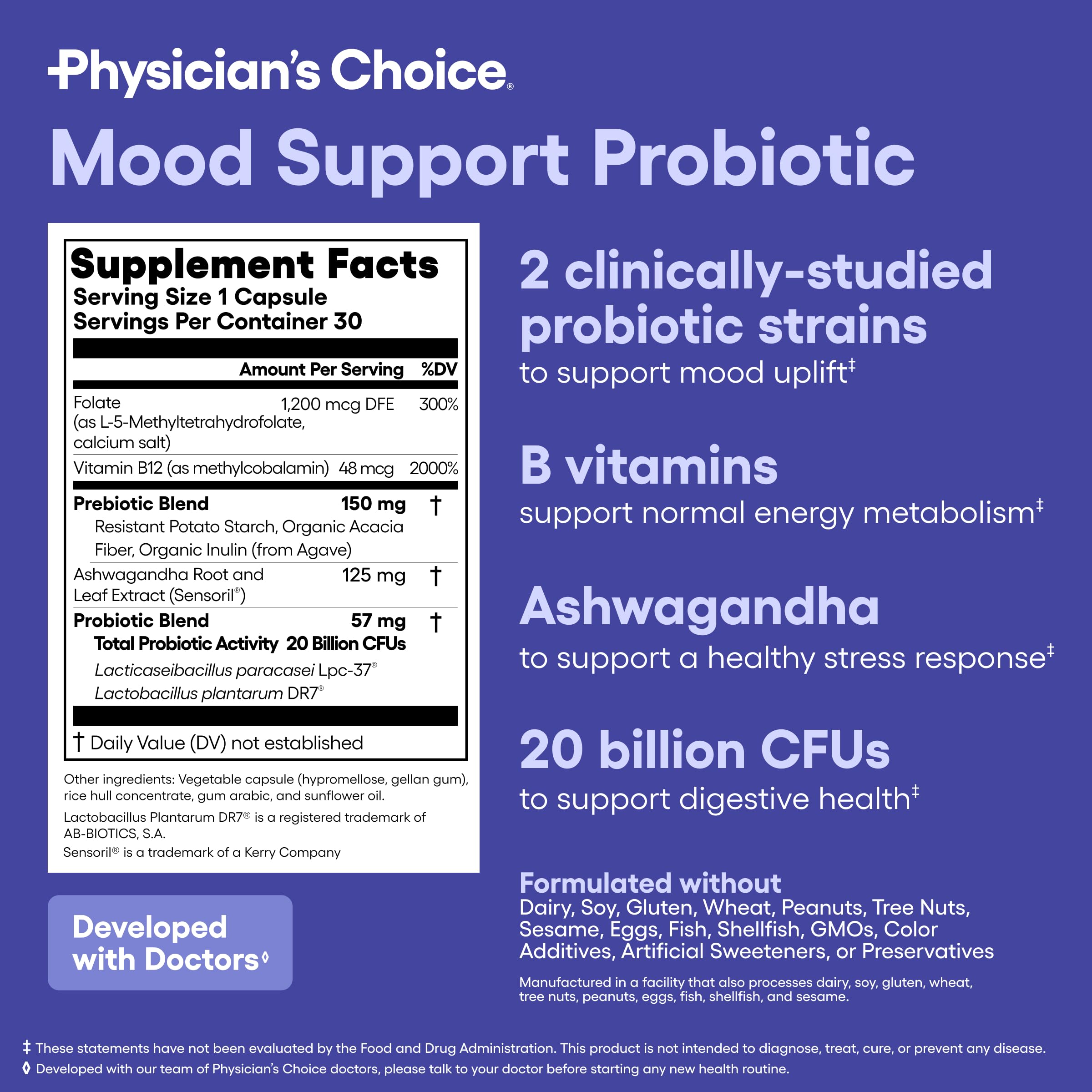 Mood Probiotic capsules inside the bottle