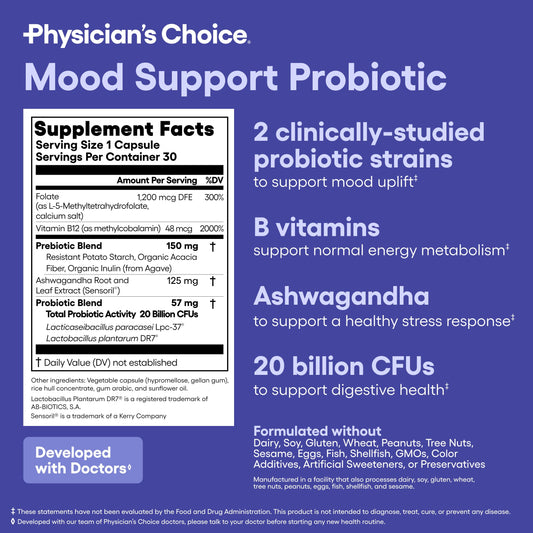Mood Probiotic capsules inside the bottle