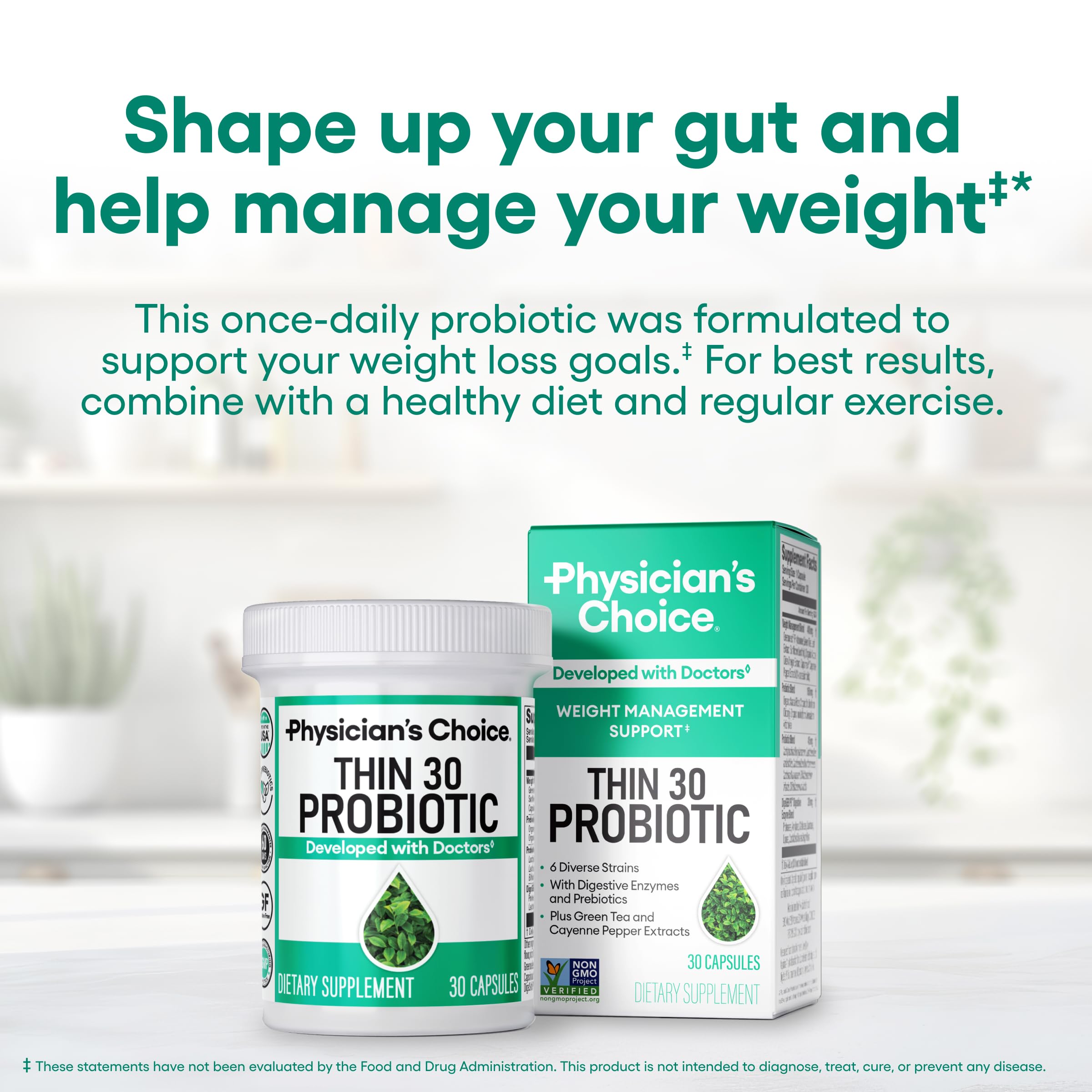 Probiotic supplement with 6 strains for weight management (60 count) image