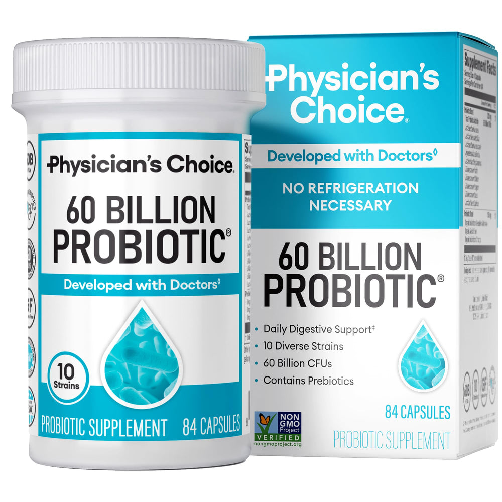 Physician's CHOICE Probiotics 60B CFU bottle supports gut health.