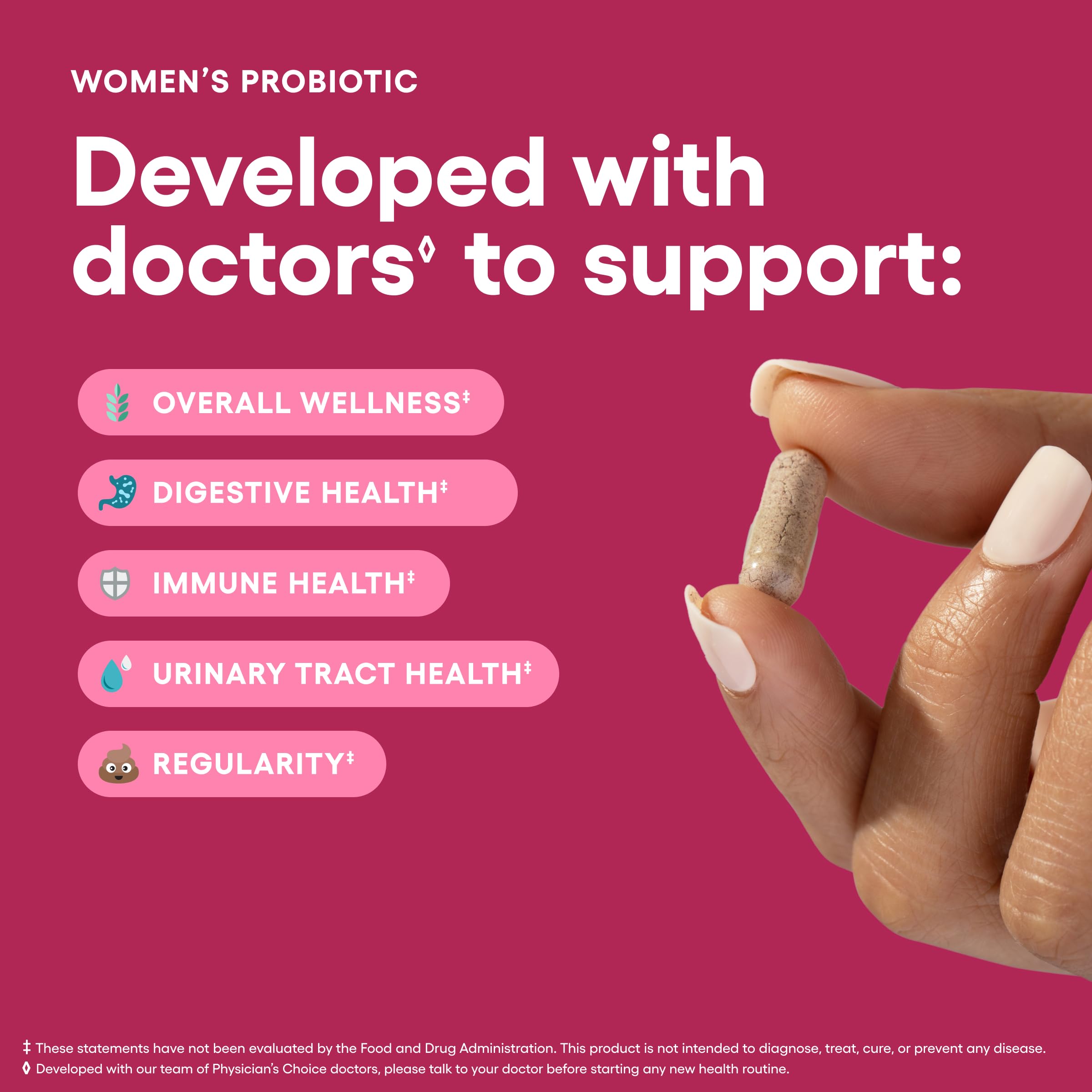 Graphic highlighting 6 targeted strains and organic prebiotics