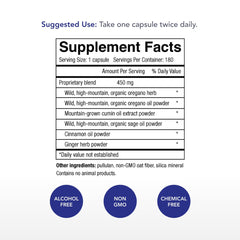 Oregacillin bottle label with 180 capsules