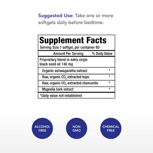 Close-up of Restful Sleep softgels in bottle
