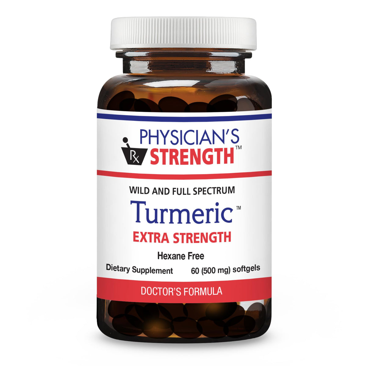 Front view of Physician's Strength Turmeric Extra Strength softgels bottle (60 softgels)