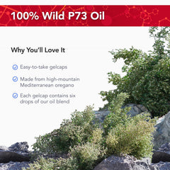 P73 oregano oil product label and branding