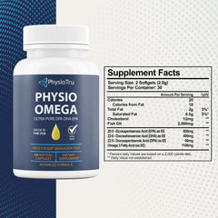 PhysioTru Omega softgels close-up easy-to-swallow capsules for daily use