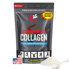 PhysiVantage Supercharged Collagen bottle shows grass-fed sourcing for joint and skin support