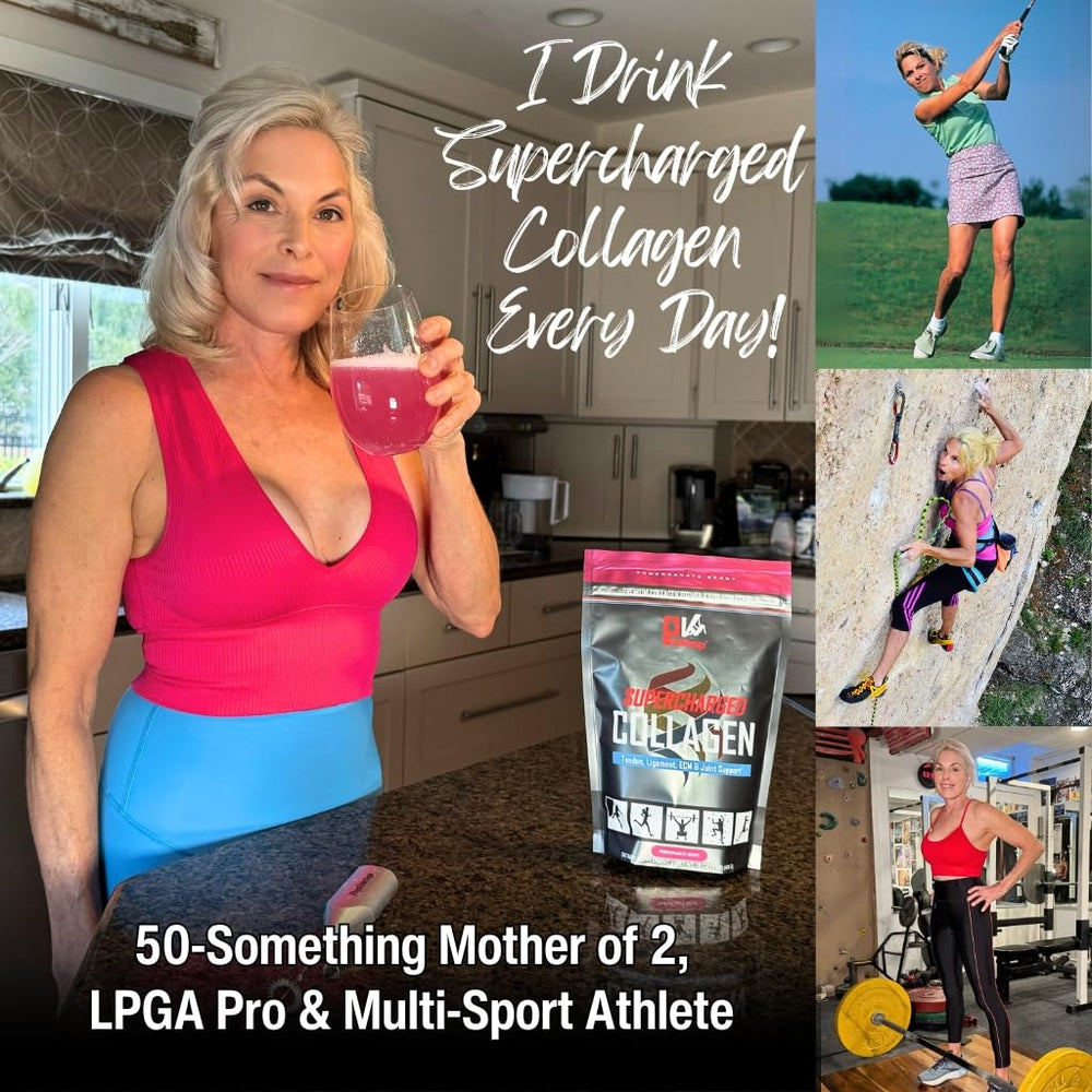 PhysiVantage collagen peptides dissolving in a glass for smooth drink mix.