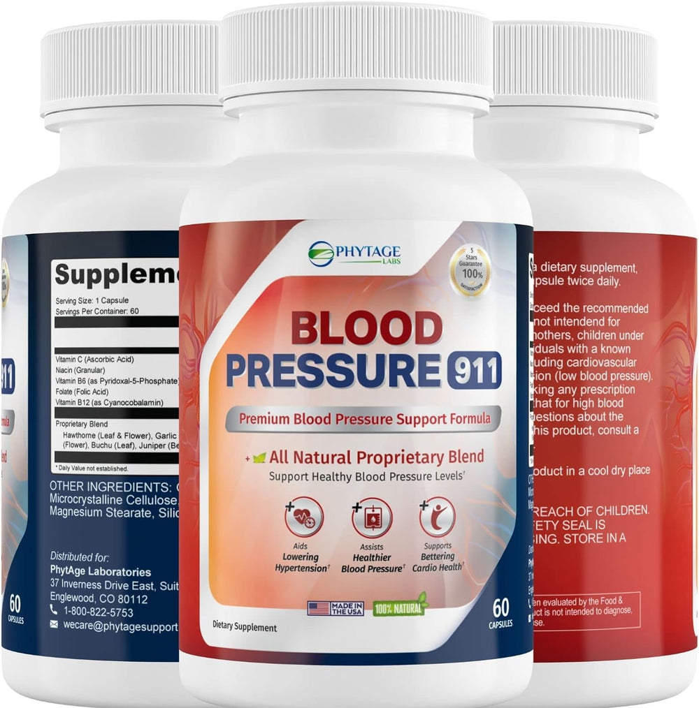 Healthy lifestyle theme with heart imagery and Blood Pressure 911 product
