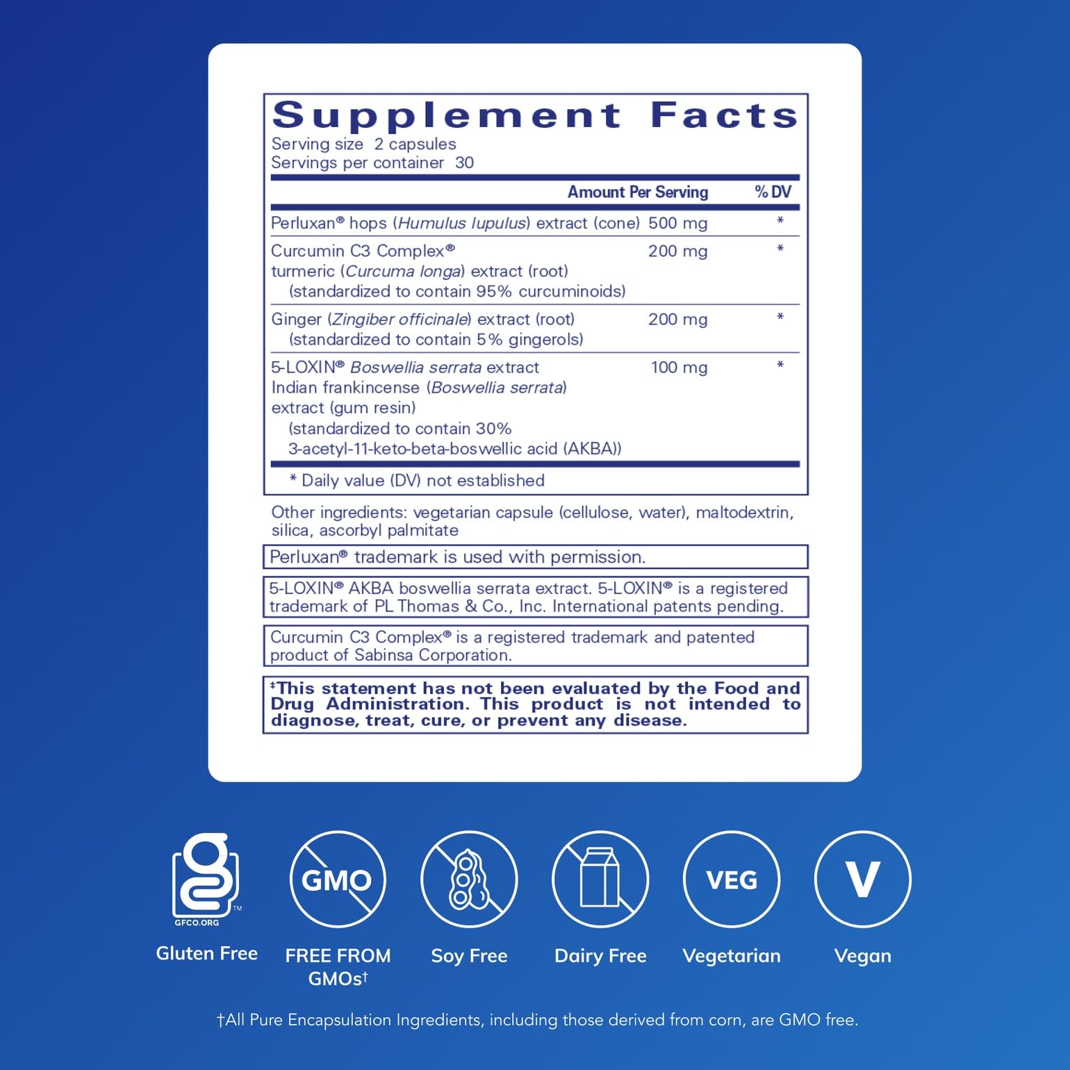 Phyto-4 ingredients: hops, curcumin, ginger and Boswellia