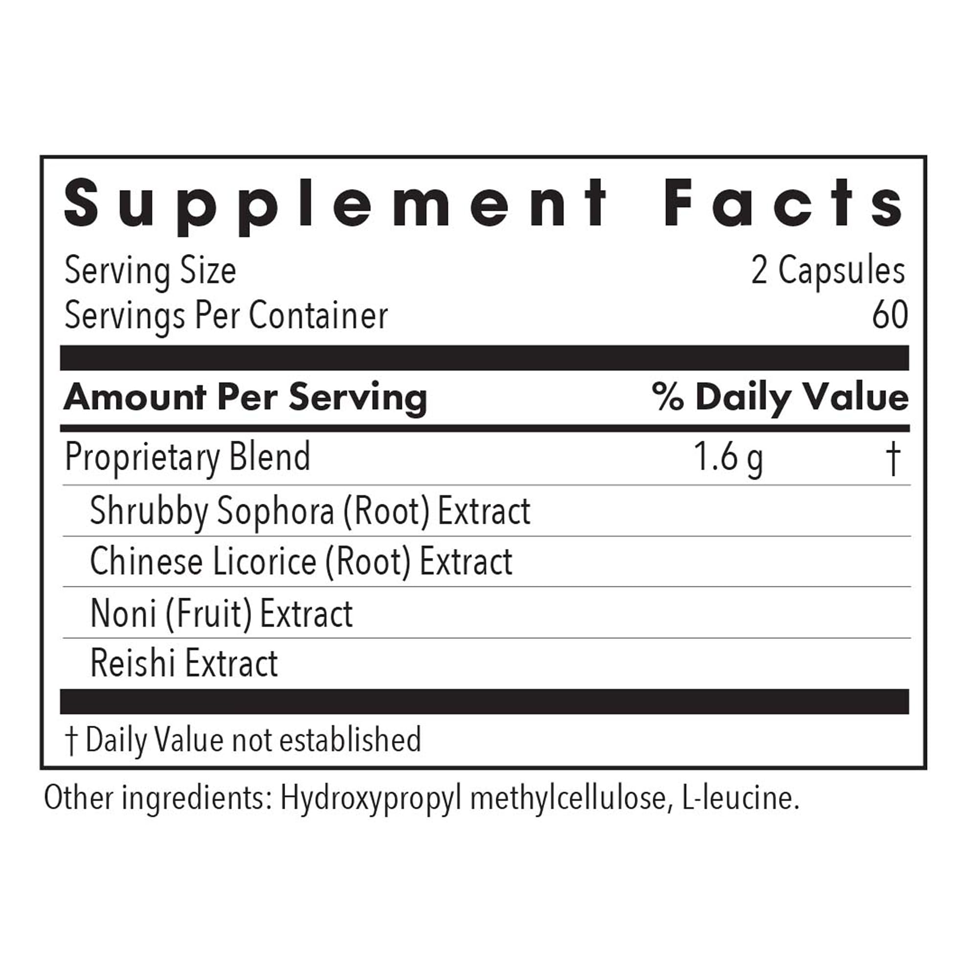 Traditional Chinese Medicine blend including Reishi, Licorice, and Noni