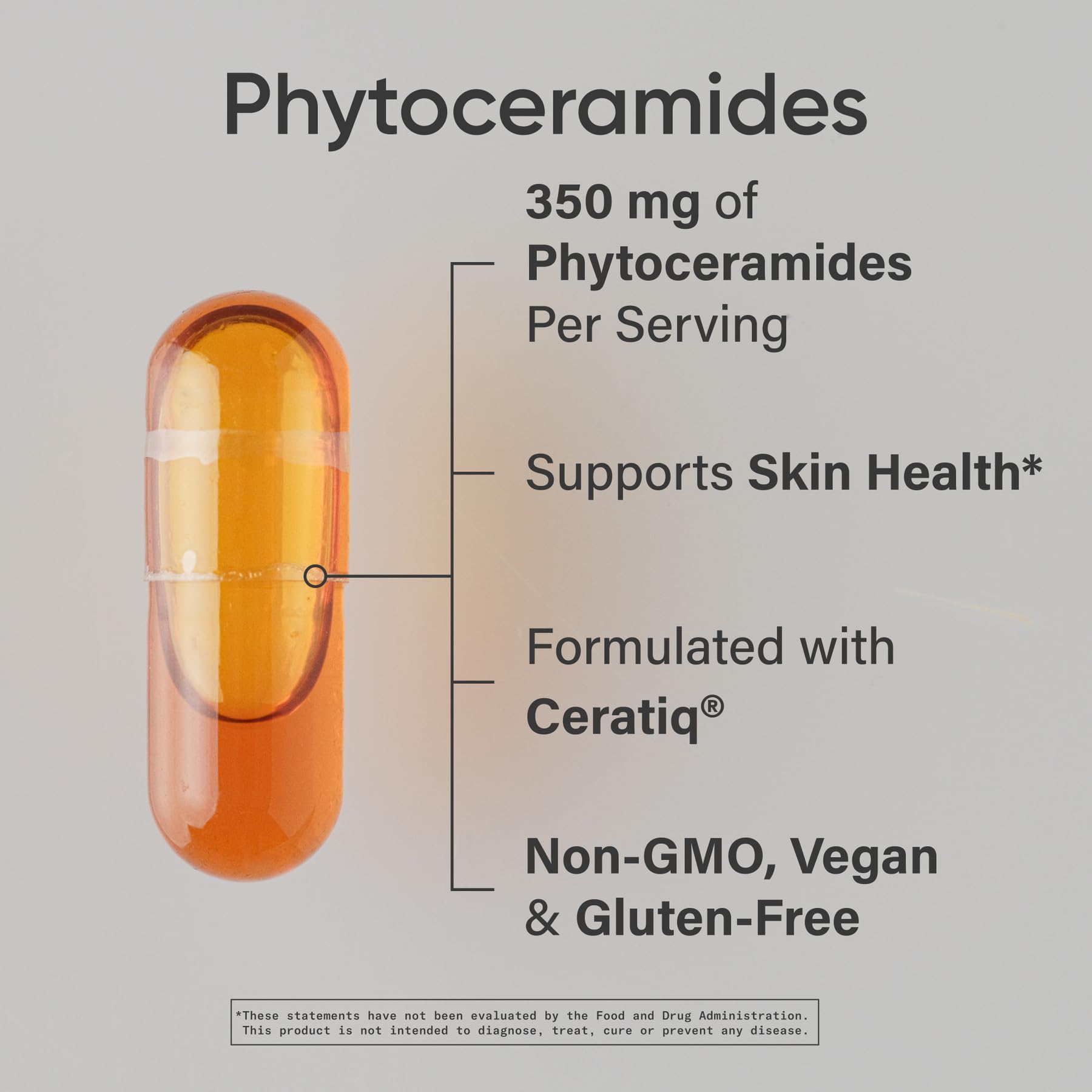 Close-up of phytoceramide capsules showing softgels
