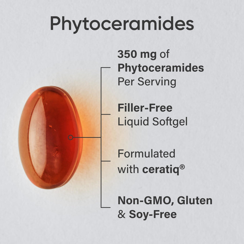 Phytoceramides softgel capsules on a white background