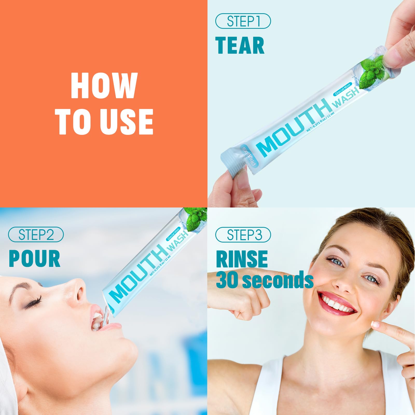 Rich Blueberry flavor mouthwash packet