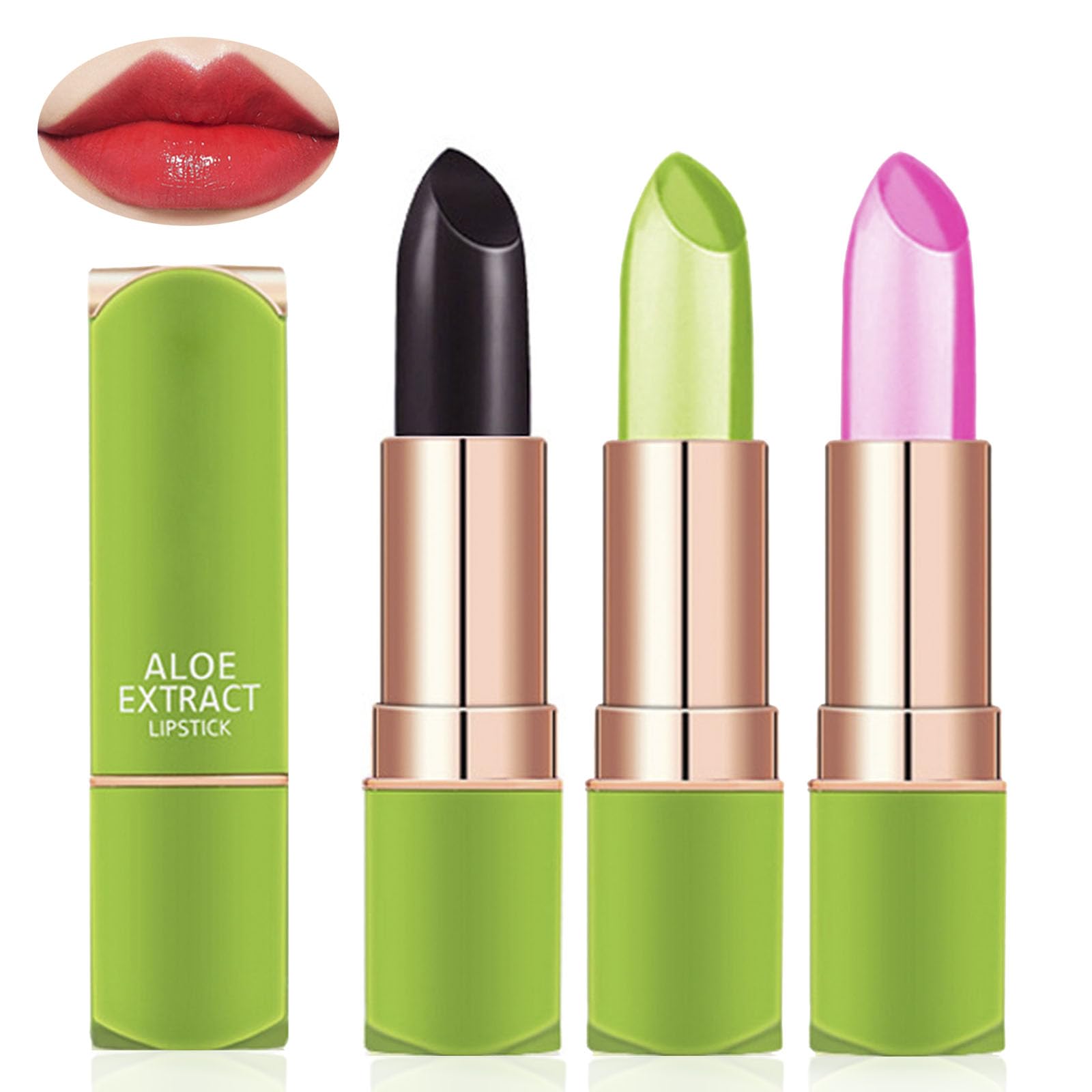 Pieukesy Aloe Vera color changing lipstick set packaging highlights hydration and color