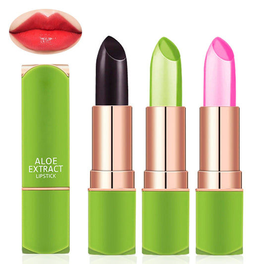 Pieukesy Aloe Vera color changing lipstick set packaging highlights hydration and color