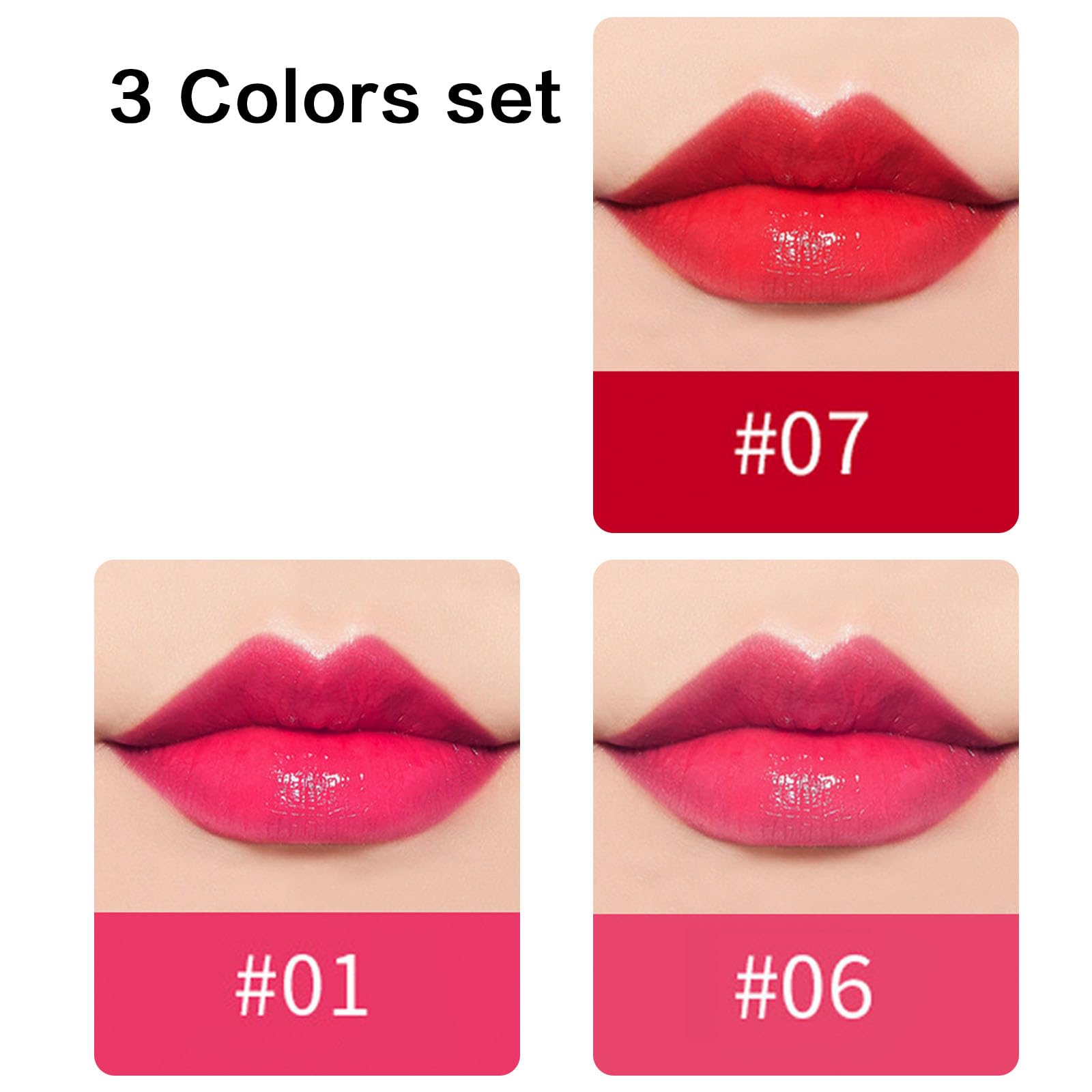 Pieukesy Aloe Vera color changing lipsticks swatches showing personalized tint