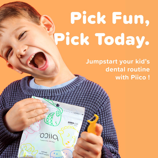 Colorful dinosaur design floss picks for kids
