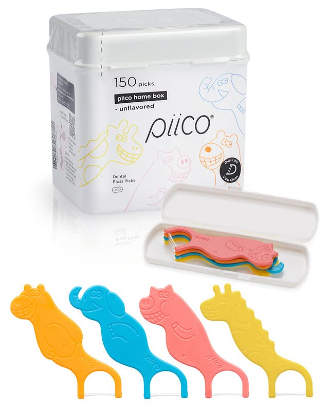 Piico kids floss picks in colorful animal designs (unflavored)