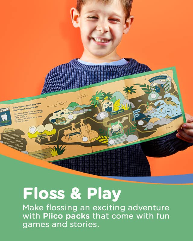 Kid-friendly floss picks being used to floss teeth