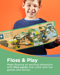 Kid-friendly floss picks being used to floss teeth