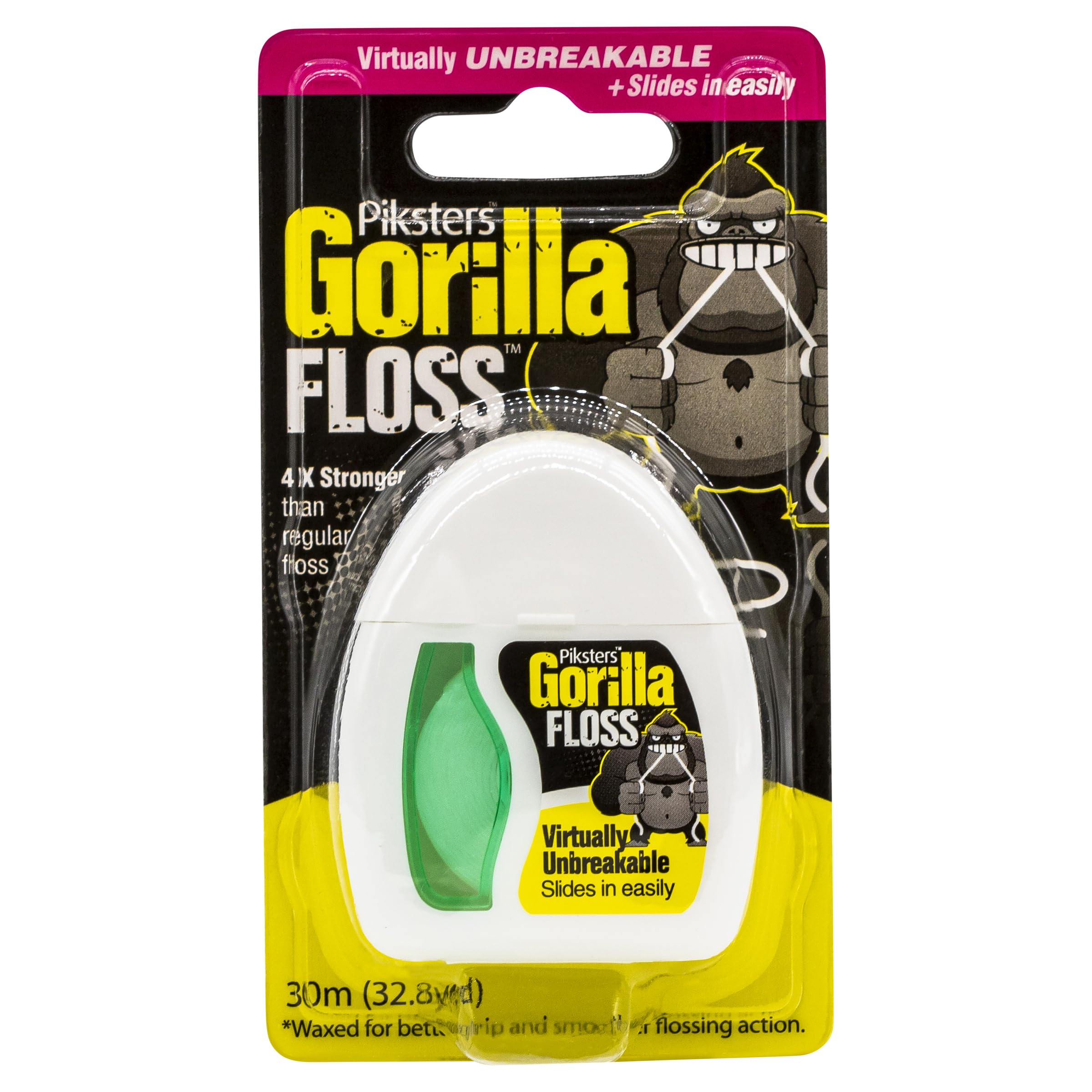 Piksters Gorilla Extra Strong Fine Thread Scrubbing Dental Floss 30m – front view