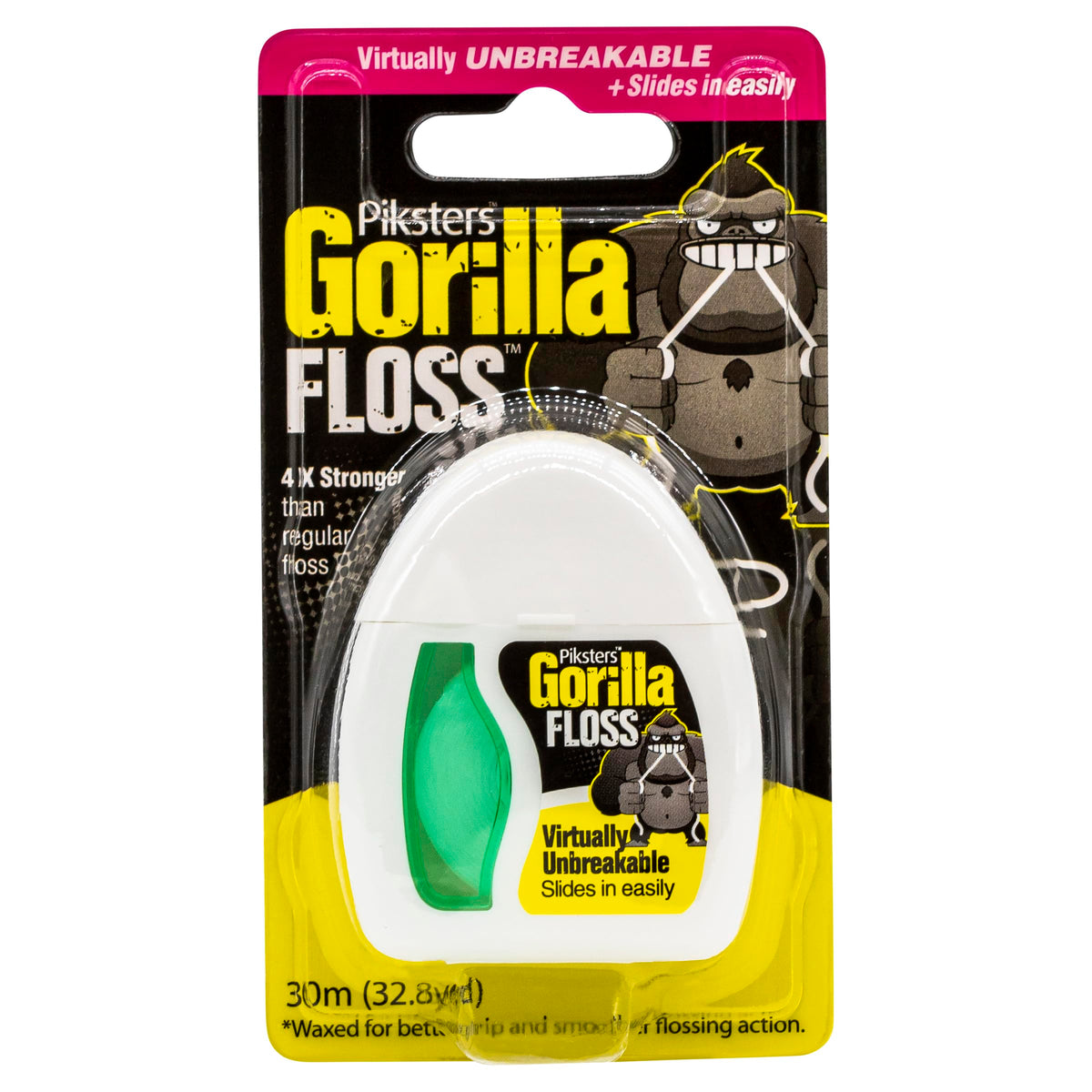 Piksters Gorilla Extra Strong Fine Thread Scrubbing Dental Floss 30m – front view