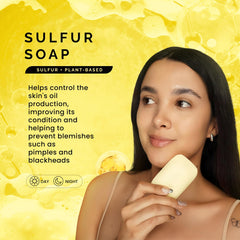 Pili Natural sulfur soap bar front view showing clean texture for balance