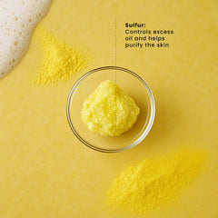 Pili Natural sulfur soap bar on counter ready for cleansing