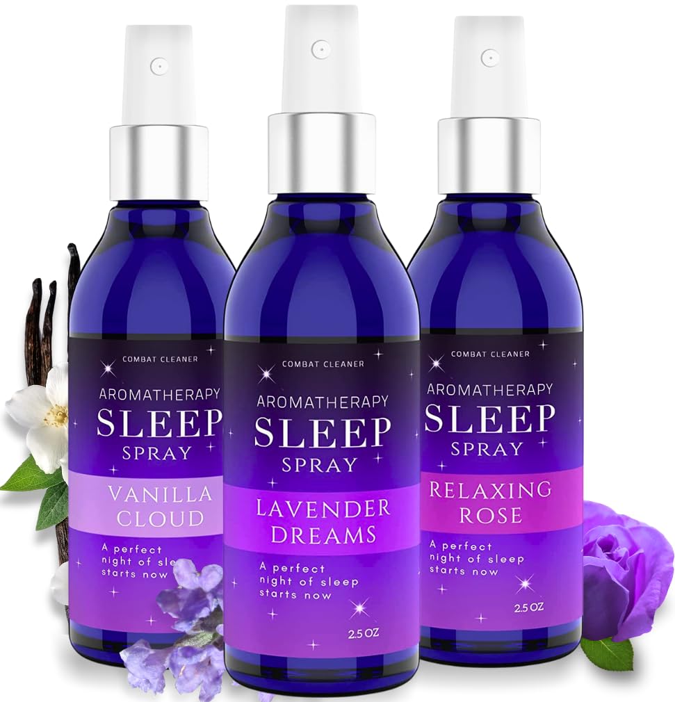 Three-bottle Pillow Sleep Spray kit for deep sleep with lavender, vanilla, and rose scents