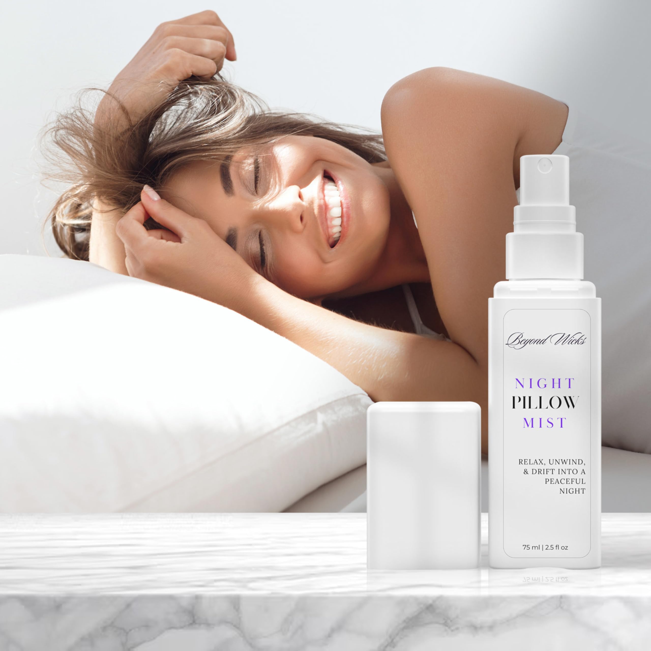Close-up of Lavender Chamomile Pillow Spray label
