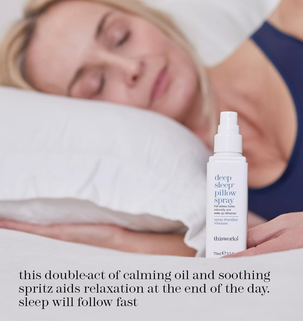 Pillow spray mist on bed linen for bedtime calm