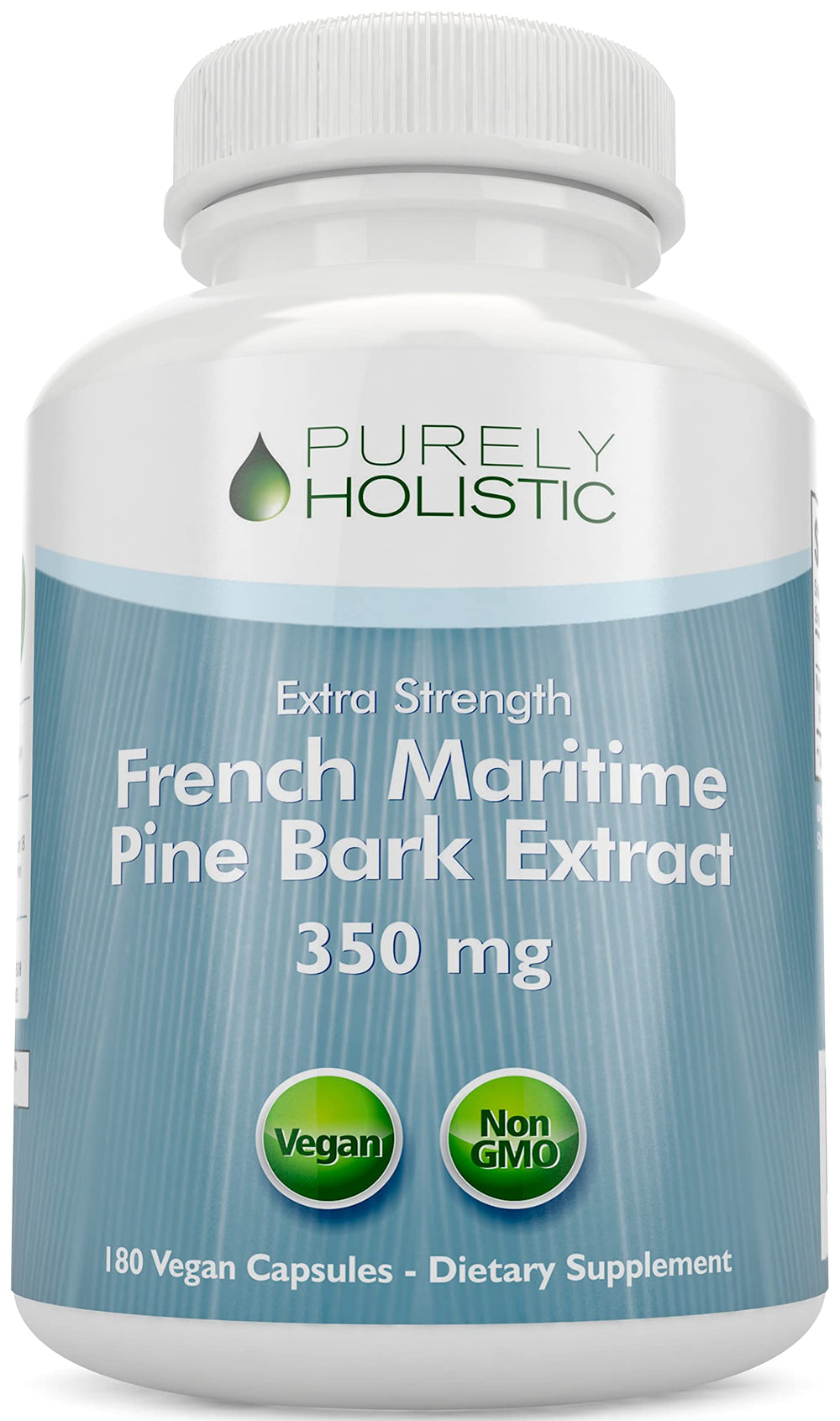 Bottle of Purely Holistic Pine Bark Extract 350mg with 180 vegan capsules