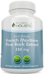 Bottle of Purely Holistic Pine Bark Extract 350mg with 180 vegan capsules