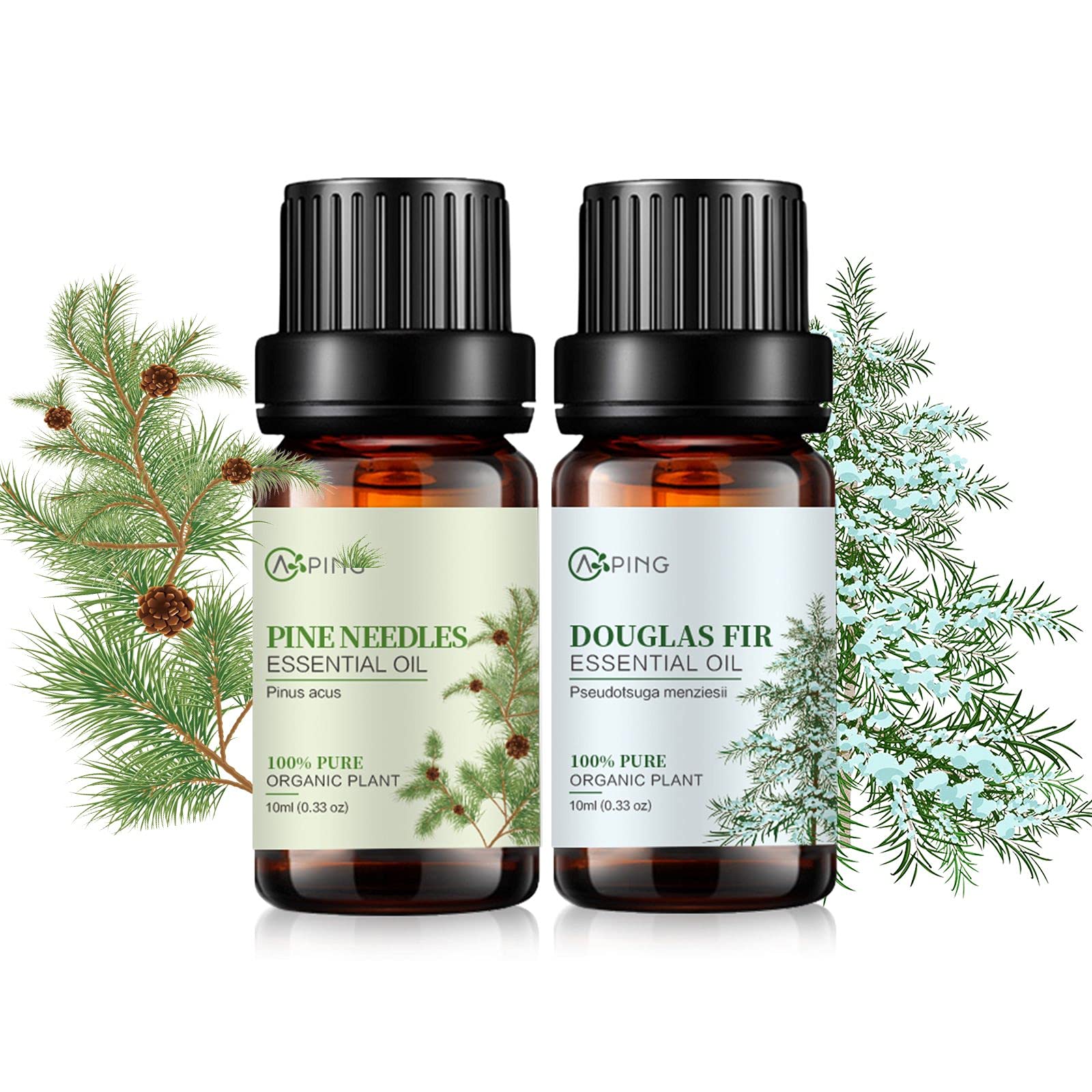 Bottle of Pine Needles essential oil with label