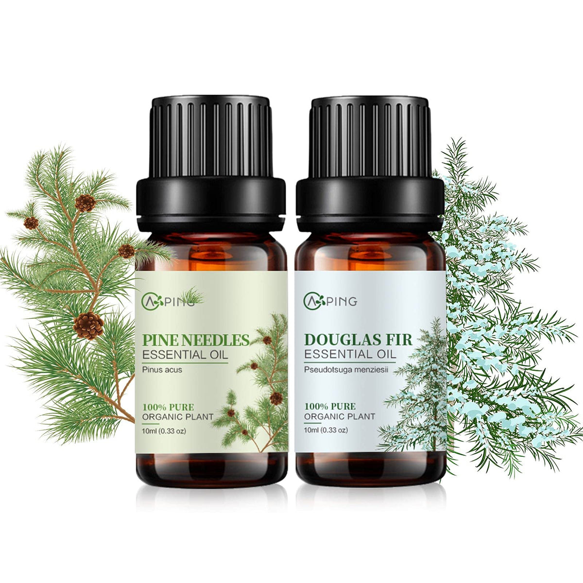Bottle of Pine Needles essential oil with label
